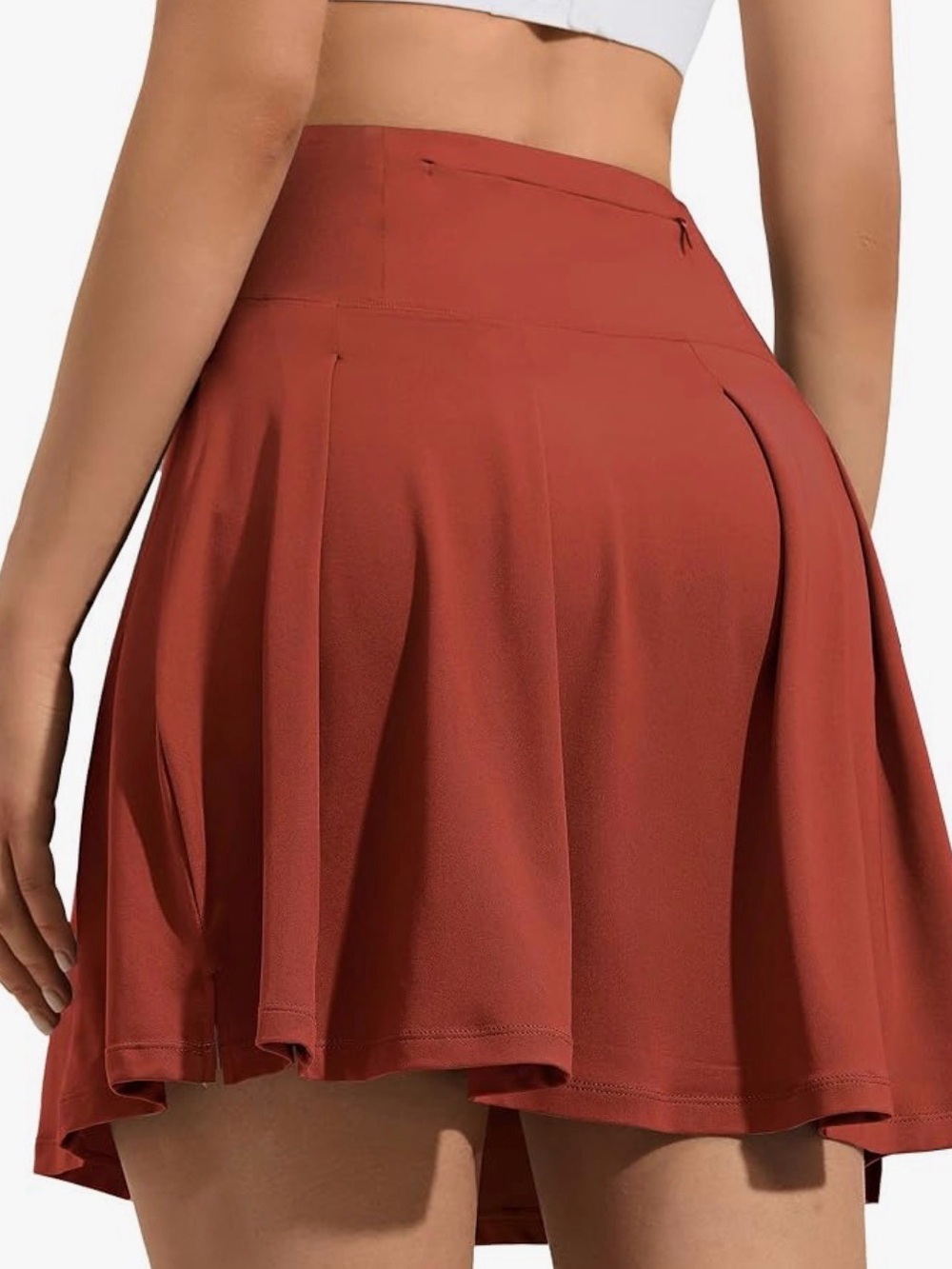 ZUTY 18” Tennis Golf Athletic Tall Pockets Skirt Rose Red (Rust) S